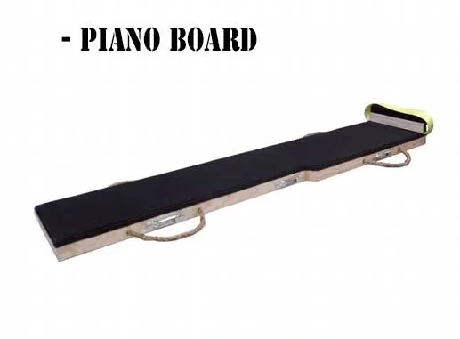 A piano board with two handles and a black surface.